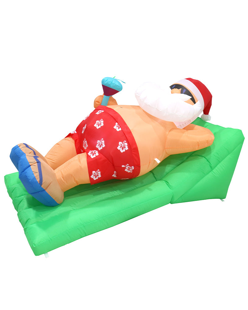 Beach Santa On Deck Chair Inflatable Christmas Decoration 1.8m