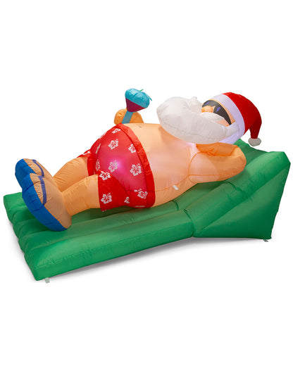 Beach Santa On Deck Chair Inflatable Christmas Decoration 1.8m