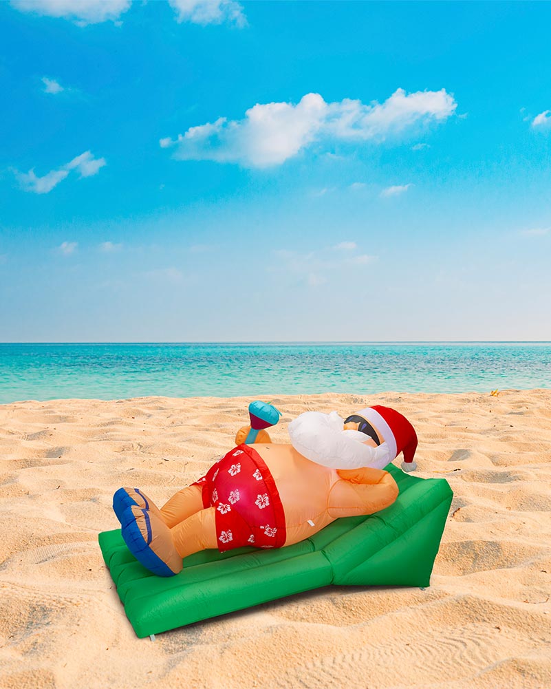 Beach Santa On Deck Chair Inflatable Christmas Decoration 1.8m
