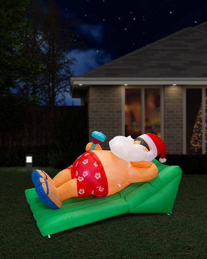Beach Santa On Deck Chair Inflatable Christmas Decoration 1.8m