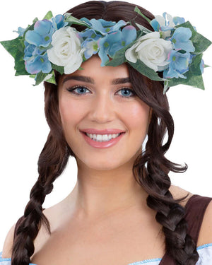Beer Maiden Deluxe Blue and White Flower Crown