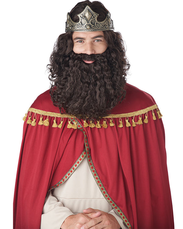 Biblical King Long Brown Christmas Wig and Beard