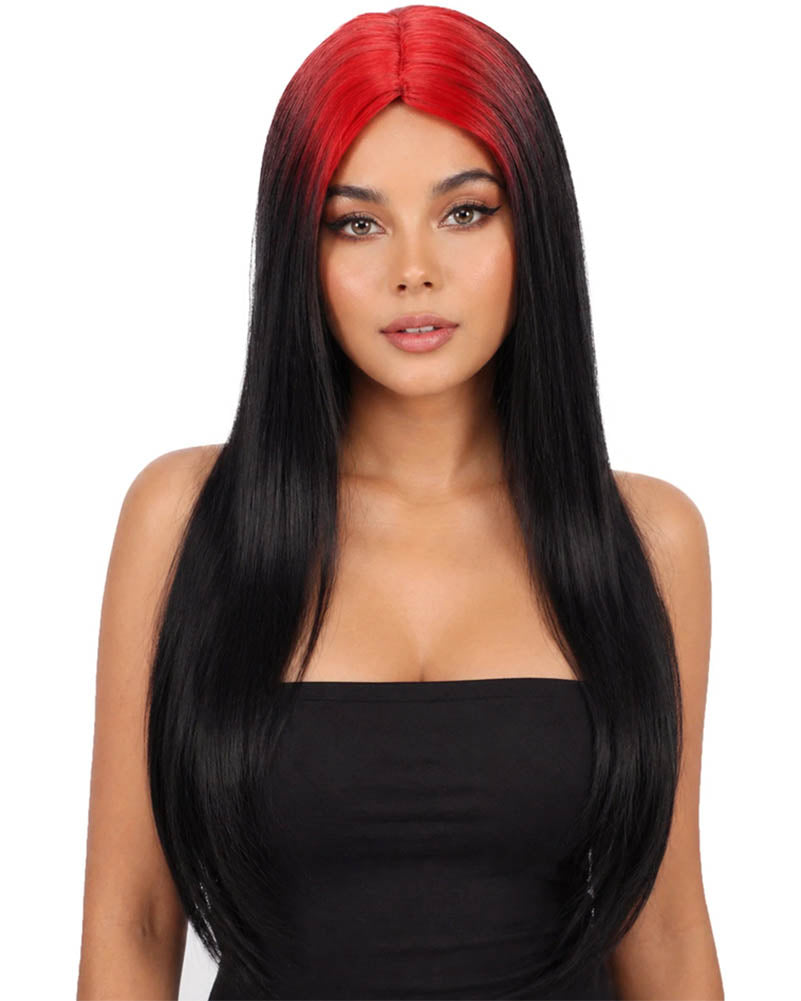 Billie Long Black and Red Wig