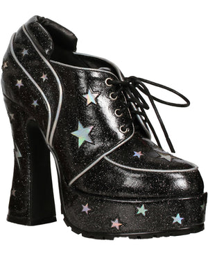 70s Black Stardust Chunky Heel Womens Shoes