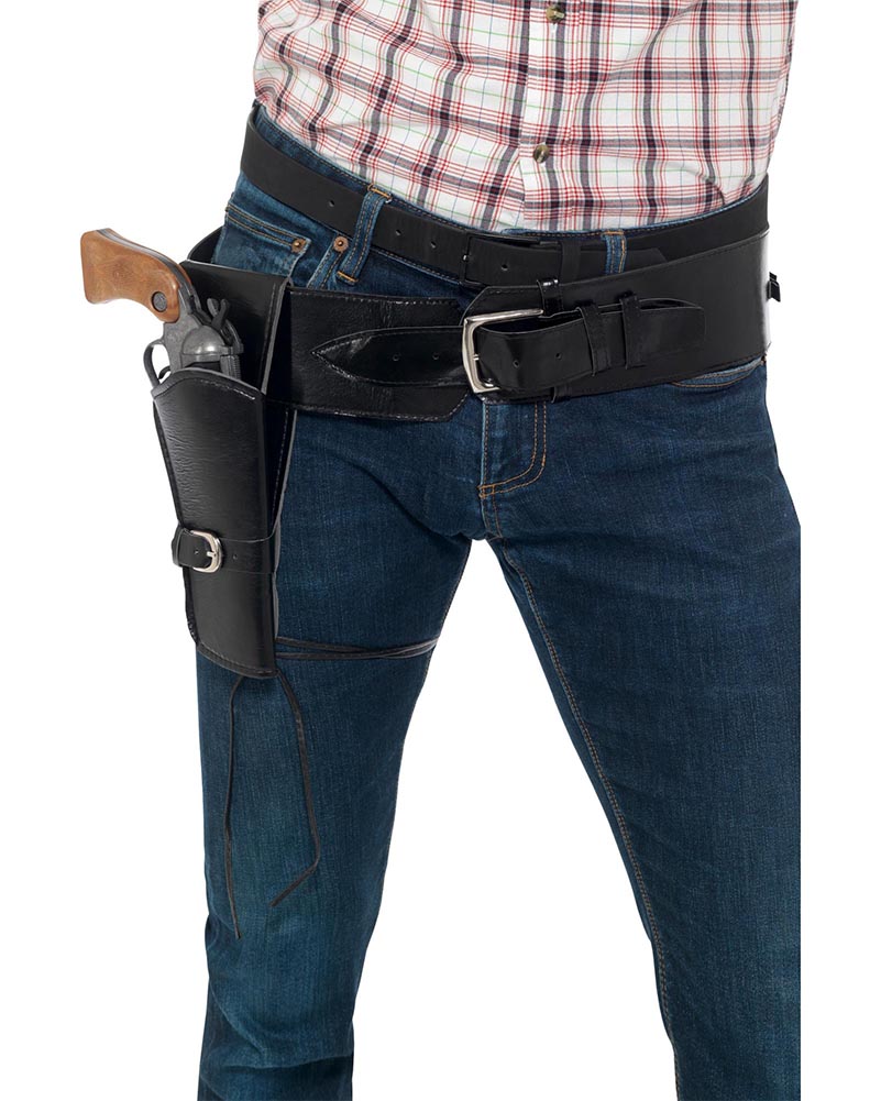 Black Adult Faux Leather Single Holster with Belt