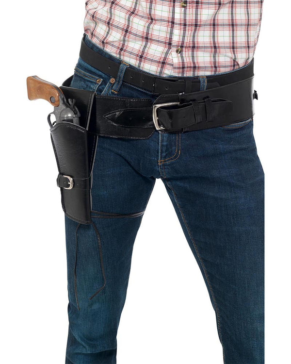 Black Adult Faux Leather Single Holster with Belt