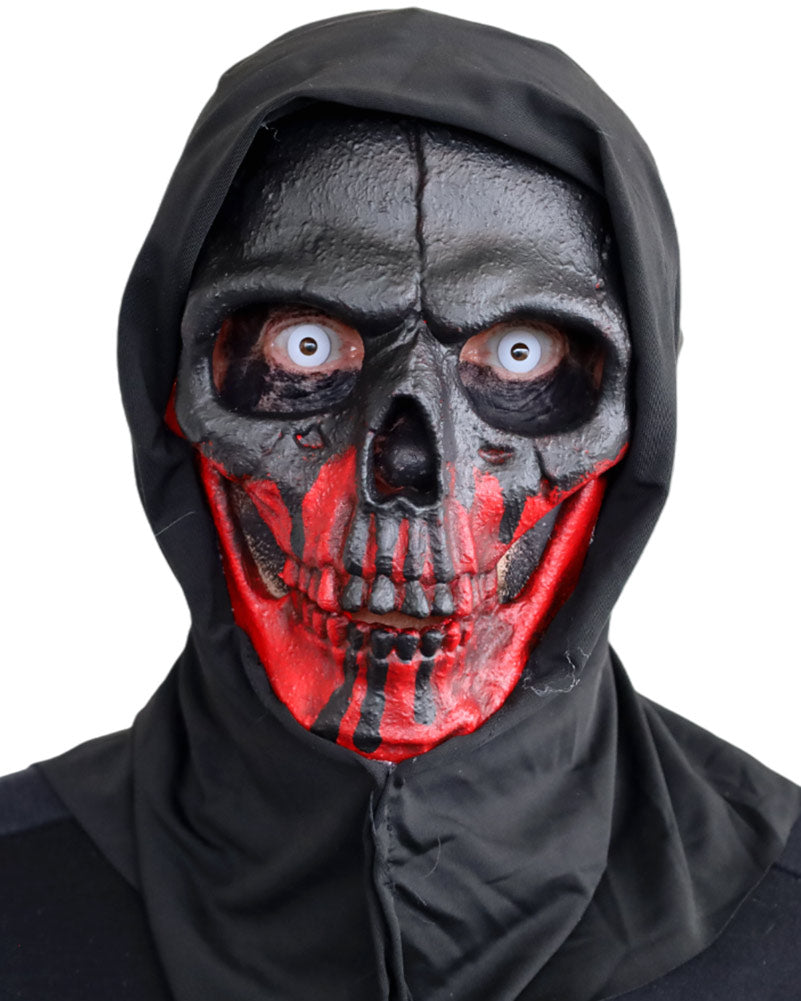 Black and Blood Red Skull Hooded Mask