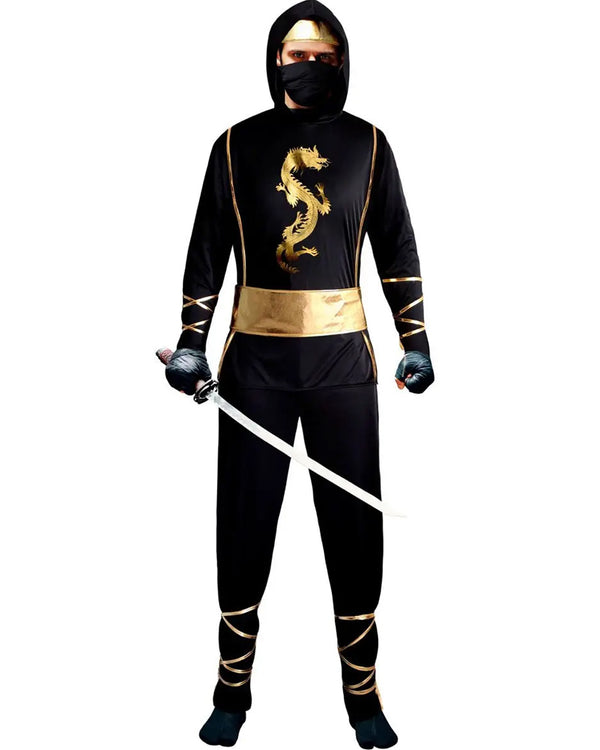 Black and Gold Ninja Mens Costume