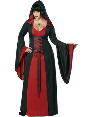 Black and Red Hooded Deluxe Robe Plus Size Womens Costume