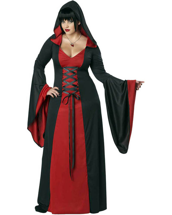 Black and Red Hooded Deluxe Robe Plus Size Womens Costume