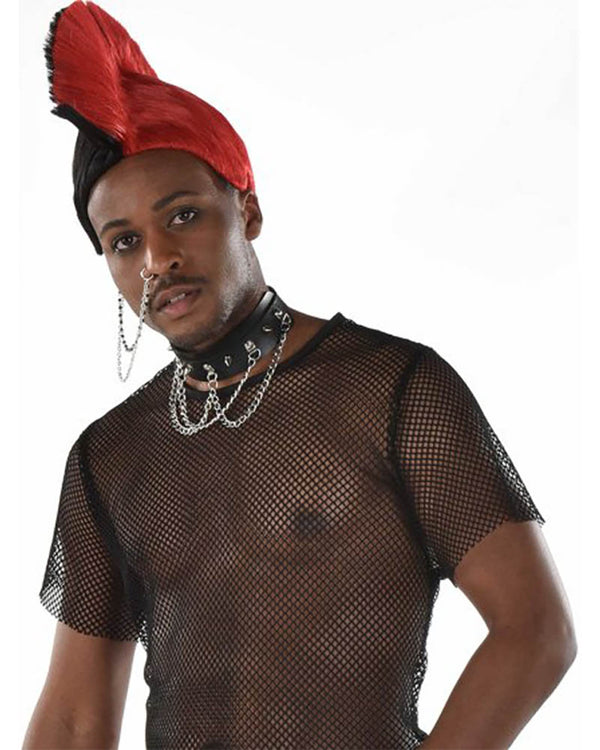 Black and Red Mohawk Wig