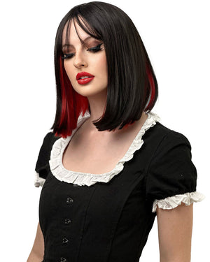 Black and Red Two Tone Heat Resistant Premium Bob Wig