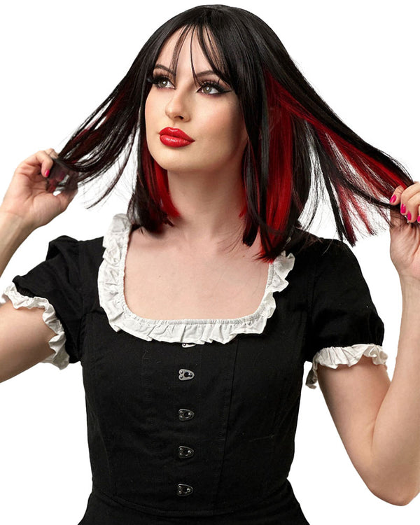 Black and Red Two Tone Heat Resistant Premium Bob Wig