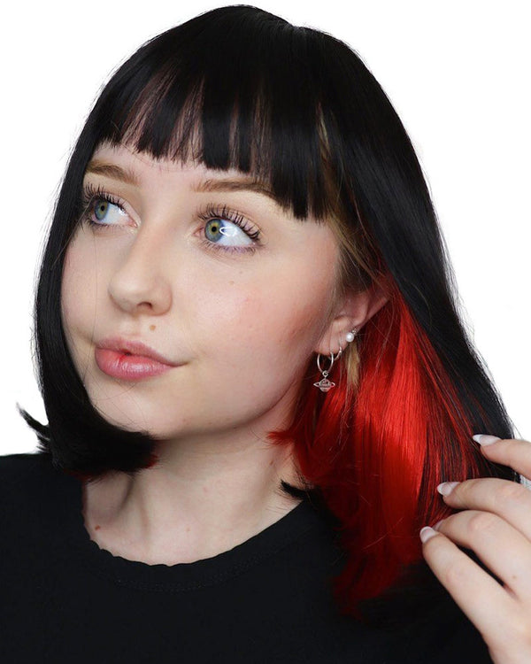 Black and Red Two Tone Heat Resistant Premium Bob Wig