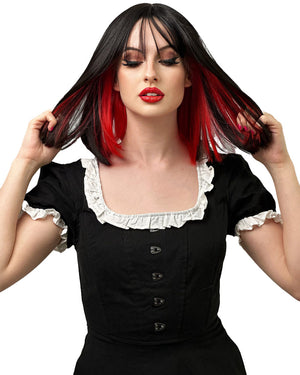 Black and Red Two Tone Heat Resistant Premium Bob Wig