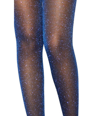 Black and Royal Blue Lurex Shimmer Stockings