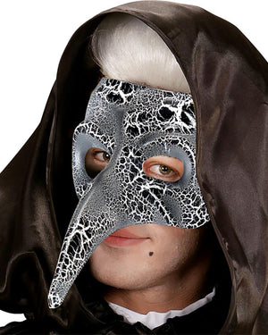 Black and White Long Nose Venetian Mask