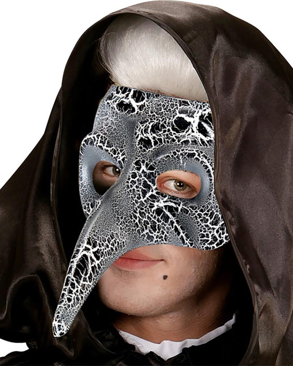 Black and White Long Nose Venetian Mask