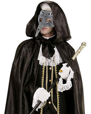 Black and White Long Nose Venetian Mask