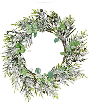 Black and White Snowy Berries Christmas Wreath 46cm