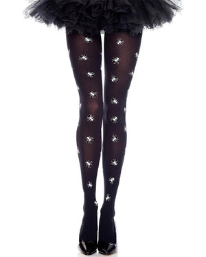 Black and White Spider Print Pantyhose