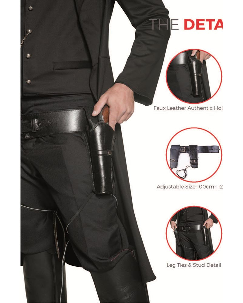 Black Authentic Western Belt and 2 Holsters