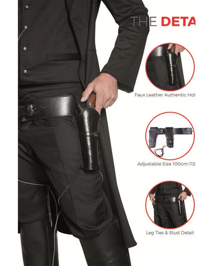Black Authentic Western Belt and 2 Holsters