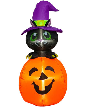 Black Cat On Pumpkin Lawn Inflatable 2.1m