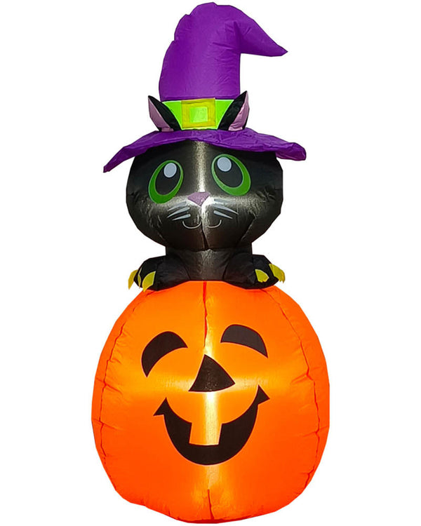 Black Cat On Pumpkin Lawn Inflatable 2.1m