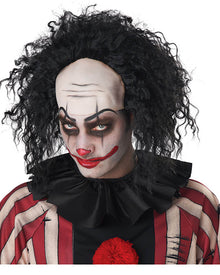 Clown Pattern Baldness Curly Black Halloween Wig