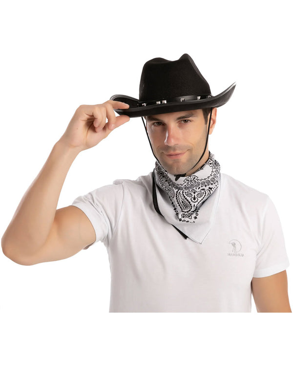 Black Cowboy with 3 Bandanas Hat