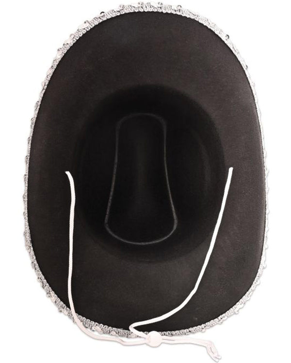 Black Felt Cowgirl with Gemstones Hat