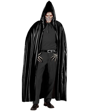 Long Black Hooded Adult Cape