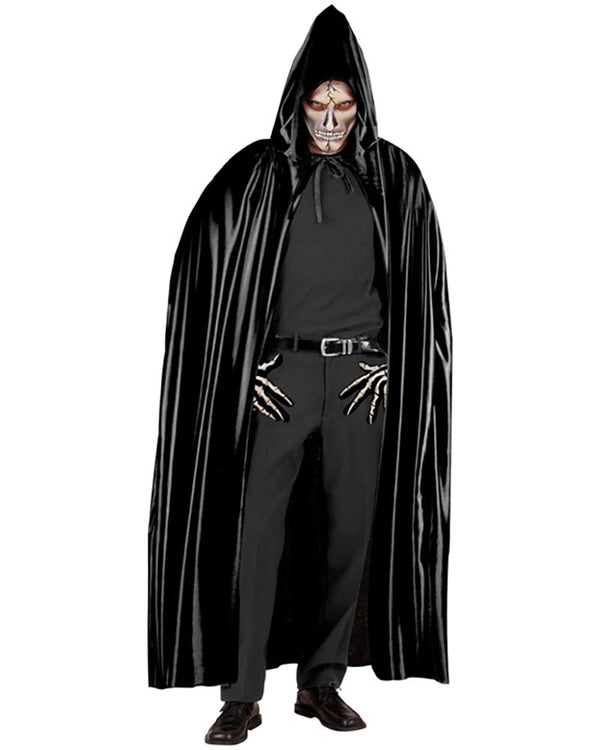 Long Black Hooded Adult Cape