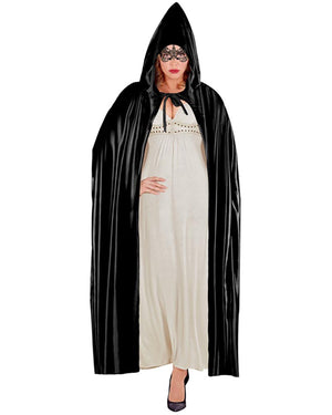Long Black Hooded Adult Cape