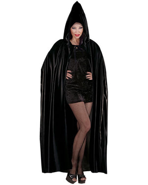 Long Black Hooded Adult Cape