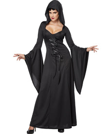 Black Hooded Medieval Robe Deluxe Womens Halloween Costume
