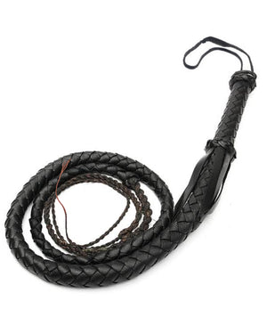 Black Leather Look Stock Whip Costume Prop 1.8m