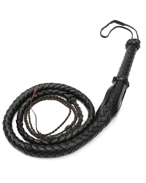 Black Leather Look Stock Whip Costume Prop 1.8m