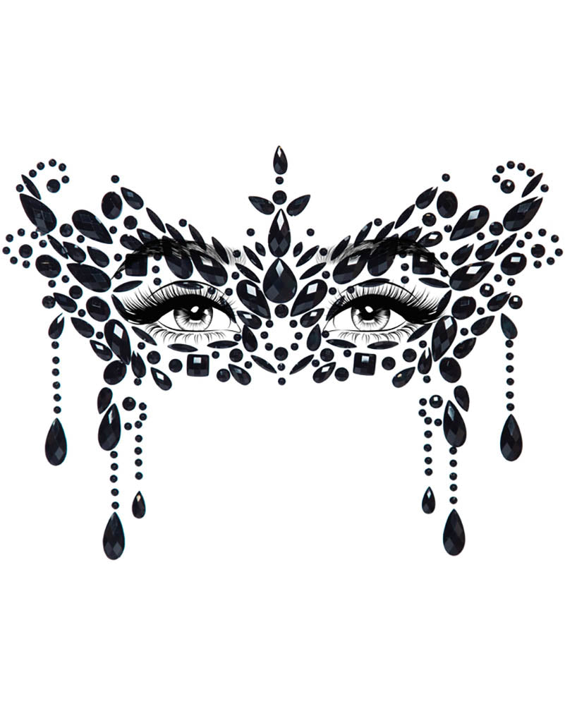 Black Masquerade Face Jewels Sticker