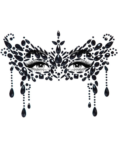 Black Masquerade Face Jewels Sticker