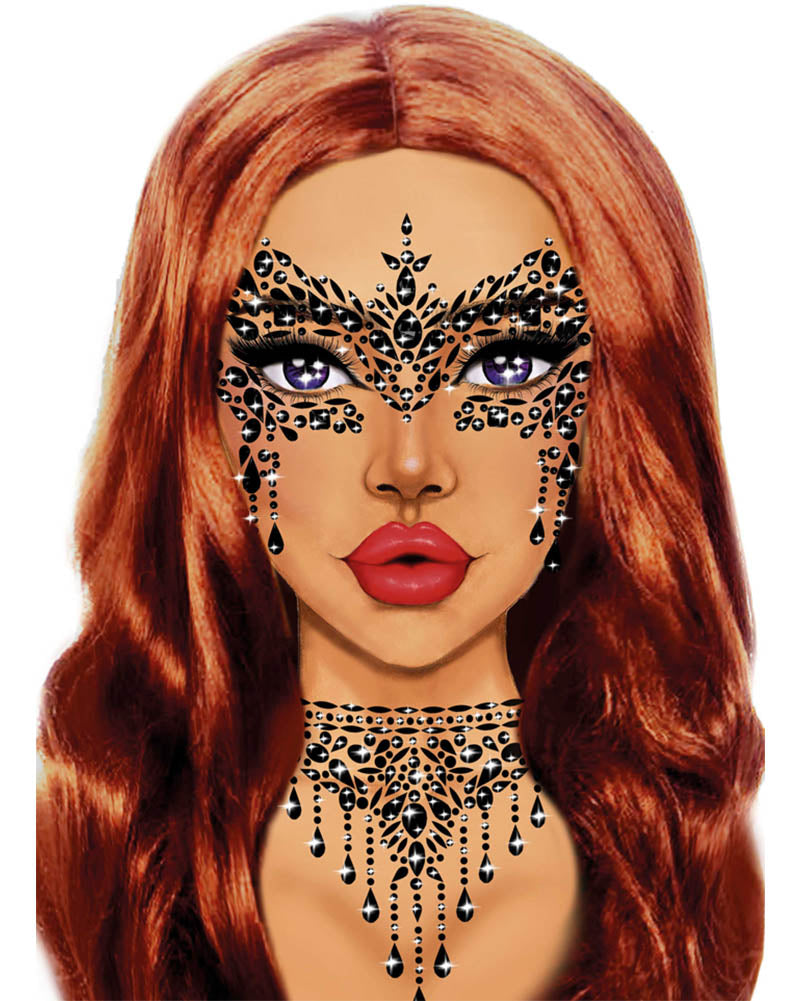 Black Masquerade Face Jewels Sticker