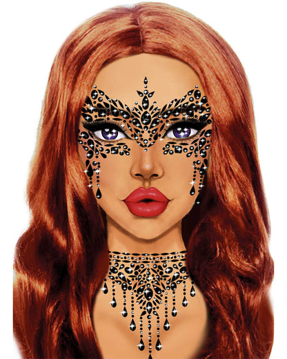 Black Masquerade Face Jewels Sticker