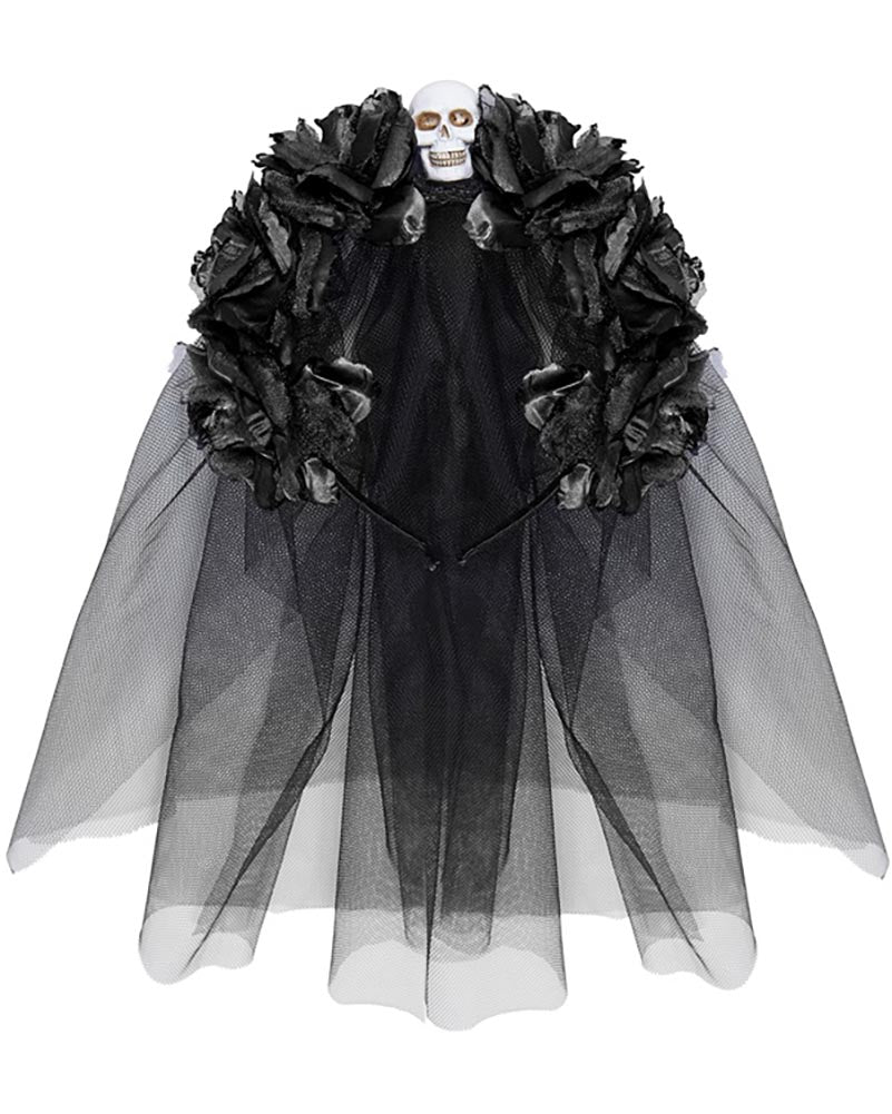 Black Roses Veil with Skull