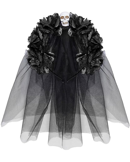 Black Roses Veil with Skull