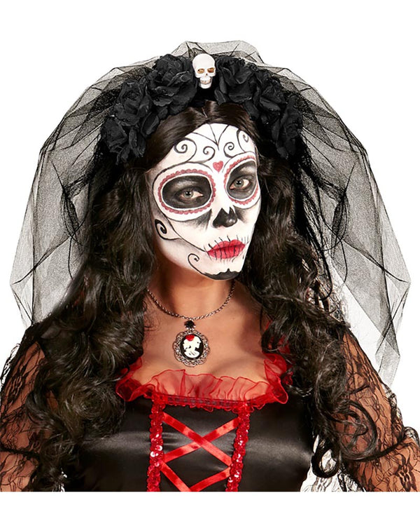 Black Roses Veil with Skull