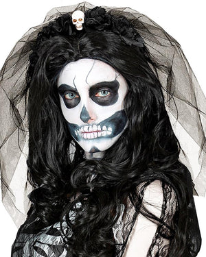 Black Roses Veil with Skull
