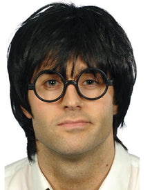 Black Schoolboy Wig and Glasses Set