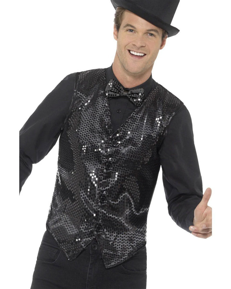 Black Sequin Waistcoat