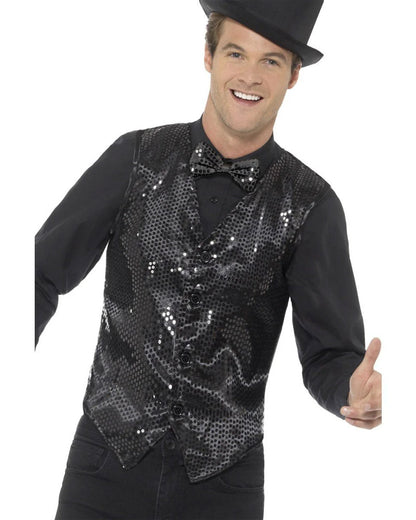 Black Sequin Waistcoat